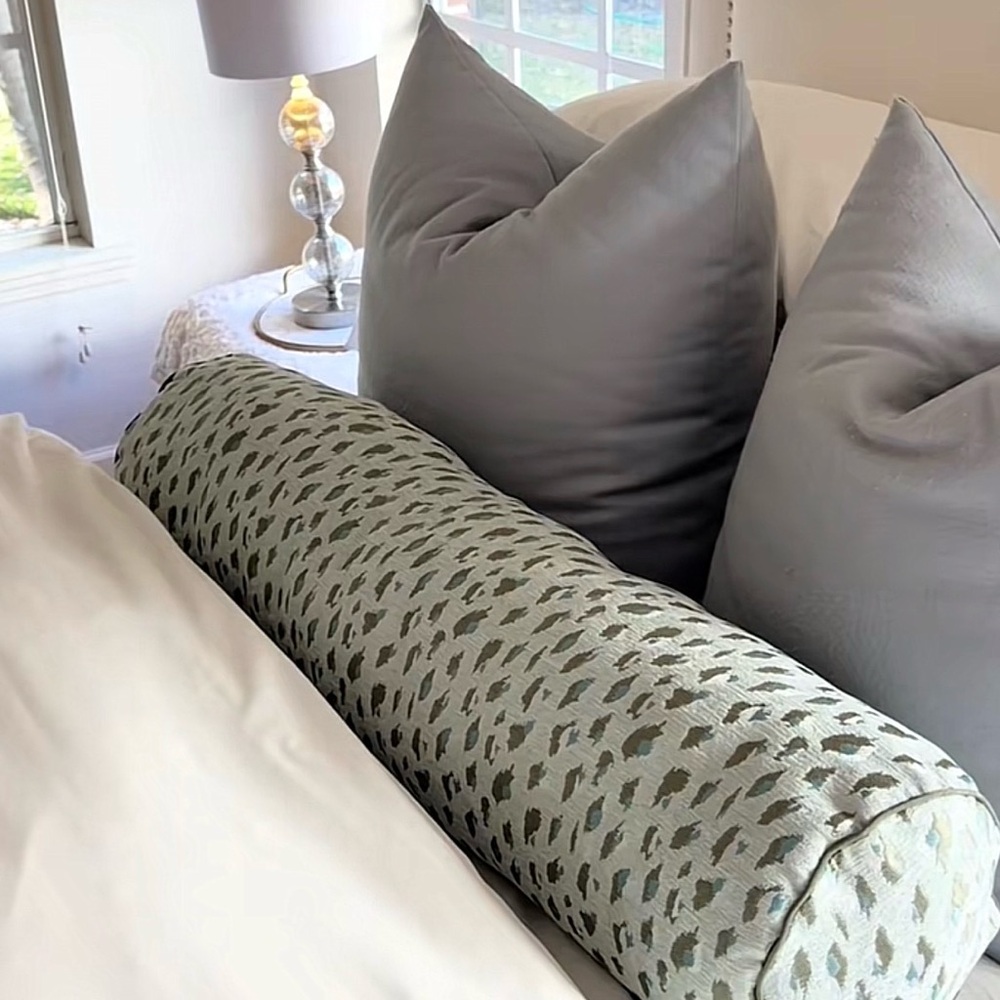 Sage Green Patterned Bolster Pillow - Home Bedding